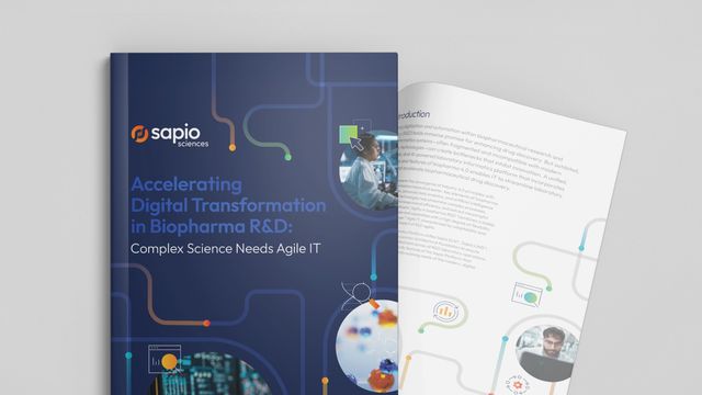 Cover of Sapio Sciences' report featuring a modern design with scientific imagery and a preview of the introduction page 