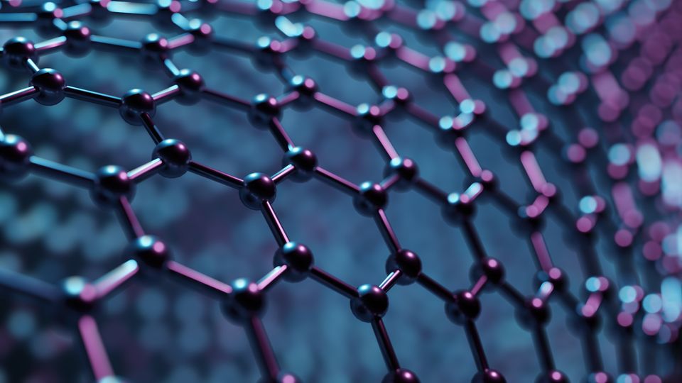 A digital illustration of graphene's molecular structure