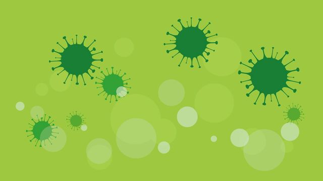 Viruses on green background. 