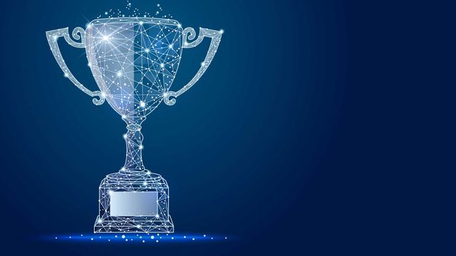 The outline of a trophy against a blue background, representing the ELRIG Drug Discovery Innovation Award. 