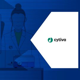 Illustration of a scientist handling lab equipment for sample preparation in a blue background. 